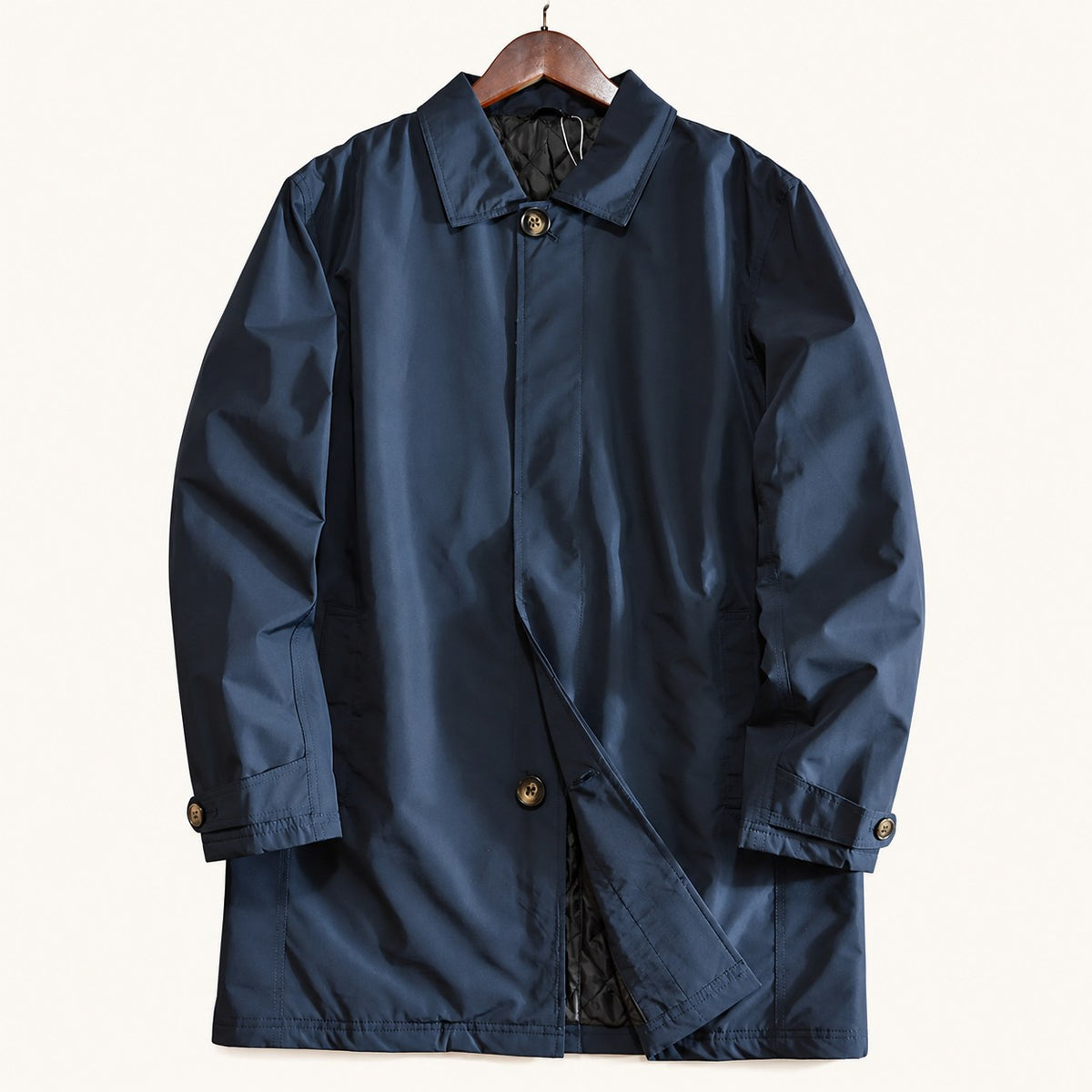 Men's Button Up Long Sleeve Trench Coat — Navy main