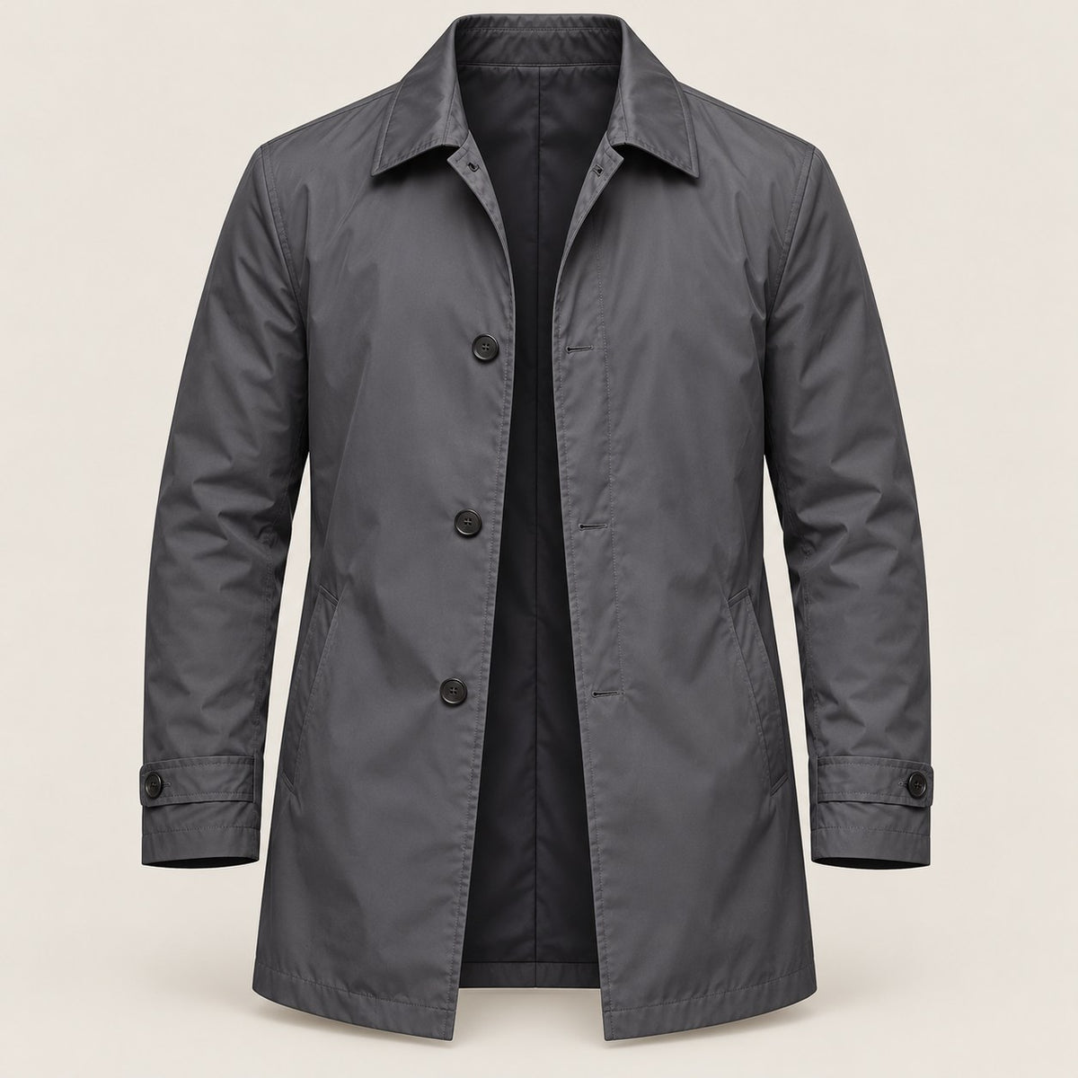 Men's Full Size Classic Single-Breasted Trench Coat Plus Size — Gray