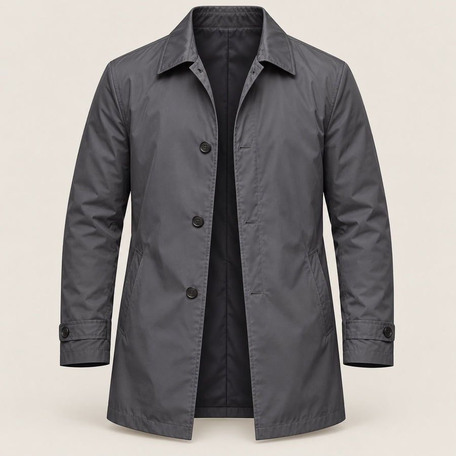 Men's Full Size Classic Single-Breasted Trench Coat Plus Size