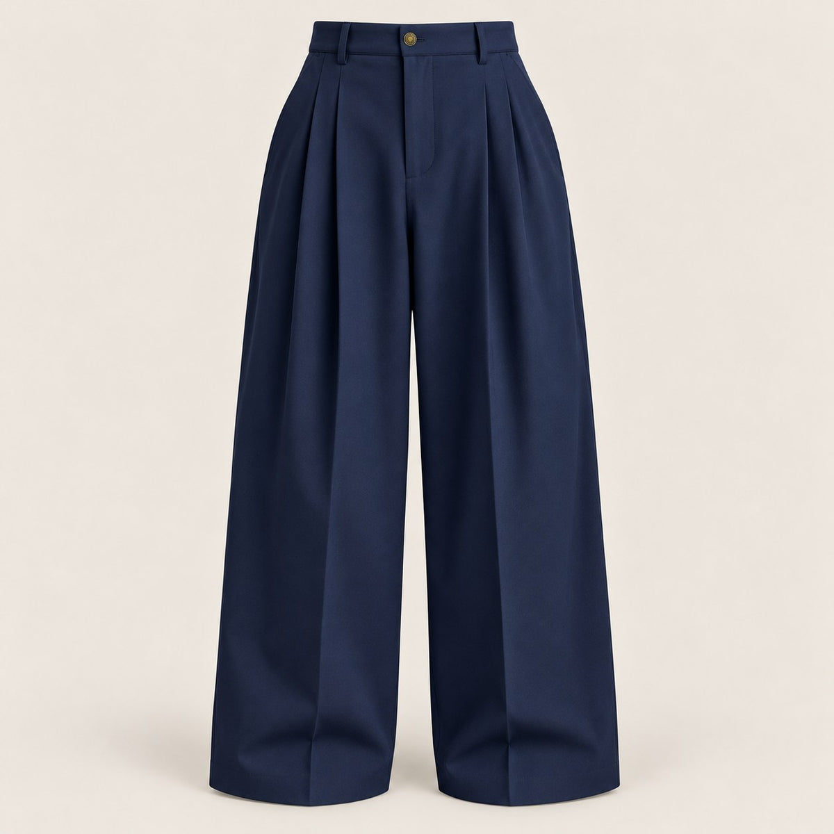 Men's High-Waisted Pleated Wide-Leg Dress Pants — Navy