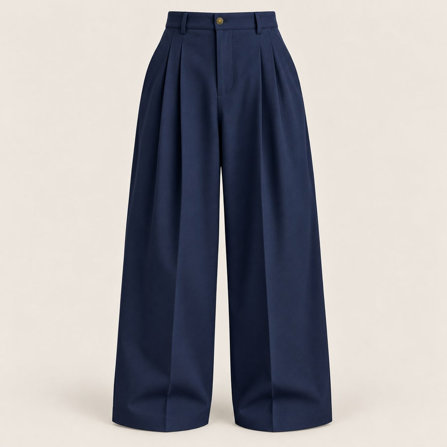 Men's High-Waisted Pleated Wide-Leg Dress Pants