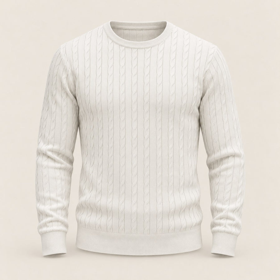 Men's Plus Size Classic Cable-Knit Crewneck Pullover Sweater