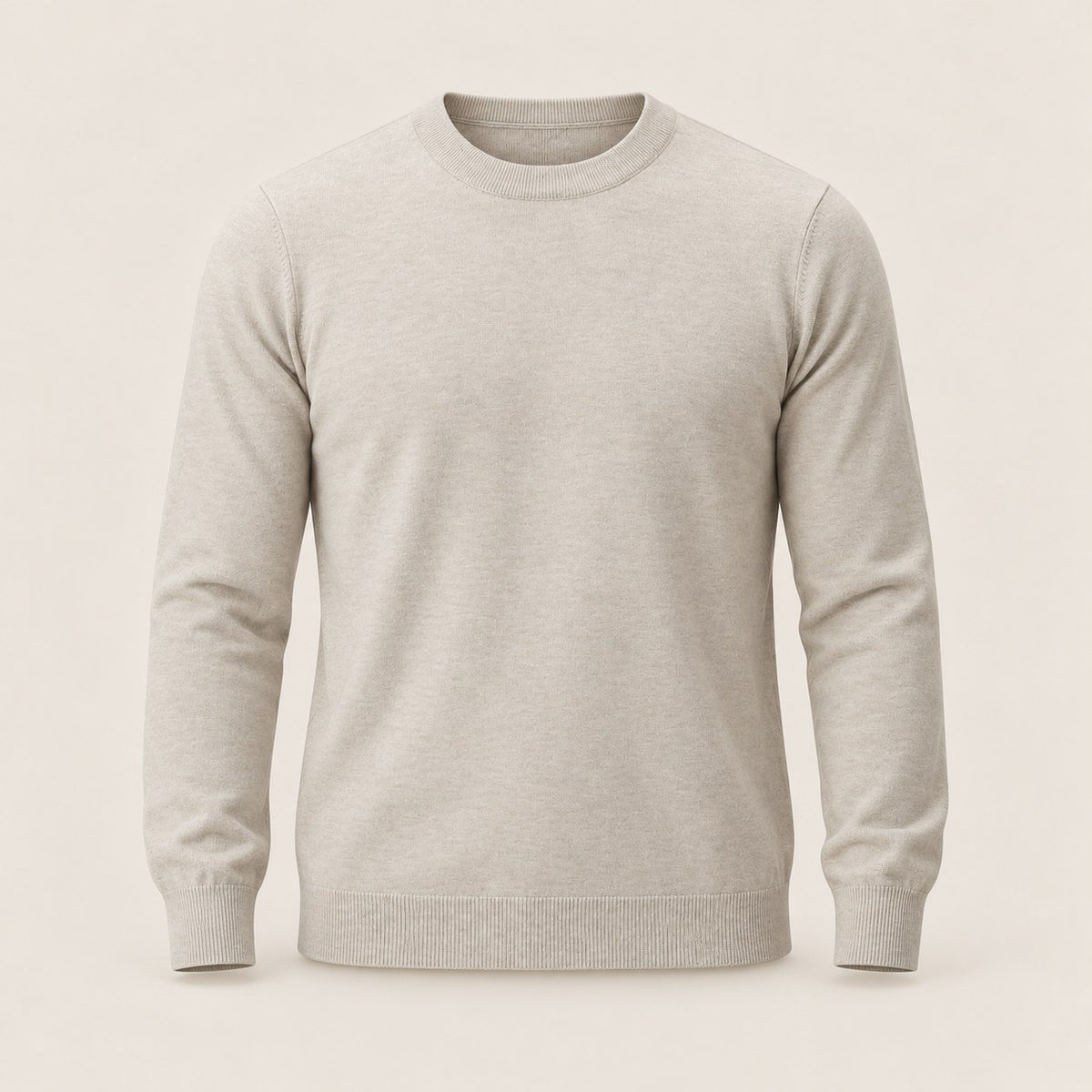 Men's Plus Size Classic Crew Neck Sweater — Apricot