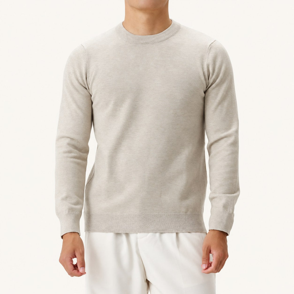 Men's Plus Size Classic Crew Neck Sweater — Apricot main