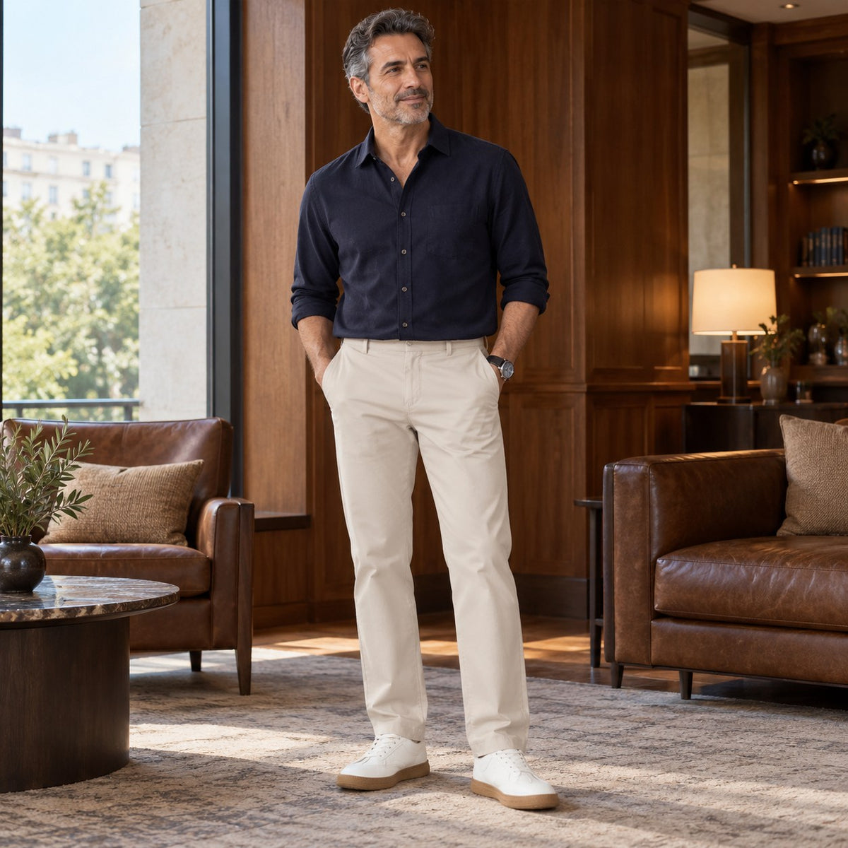 Men's Slim-Fit Pants — Khaki lifestyle